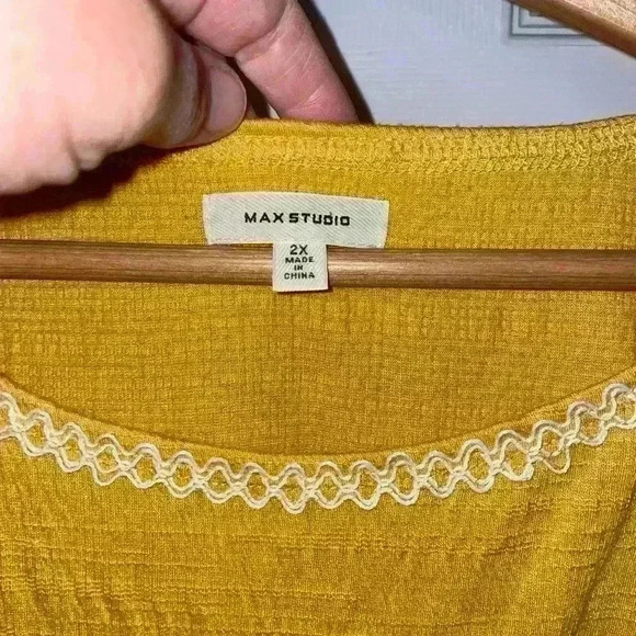 Max Studio Plus Size Short Sleeve Ruffle Sleeve Blouse Embroidered Detail 2X - Picture 4 of 4